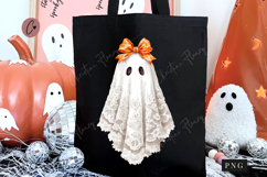 Lace Ghost Boo Bow PNG Product Image 5