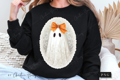 Vintage Lace Ghost Bow PNG Product Image 4