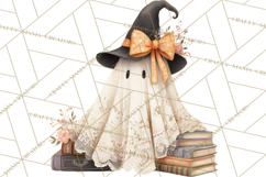 Lace Ghost Halloween Clip Art, Cute Creepy Ghost PNG Product Image 3