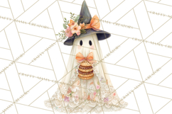 Lace Ghost Halloween Clip Art, Cute Creepy Ghost PNG Product Image 4