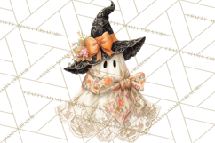 Lace Ghost Halloween Clip Art, Cute Creepy Ghost PNG Product Image 5