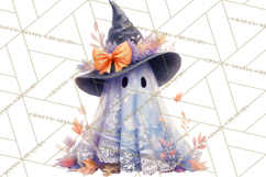 Lace Ghost Halloween Clip Art, Cute Creepy Ghost PNG Product Image 3