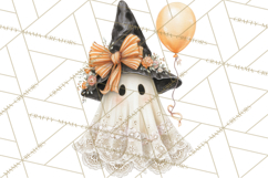 Lace Ghost Halloween Clip Art, Cute Creepy Ghost PNG Product Image 4
