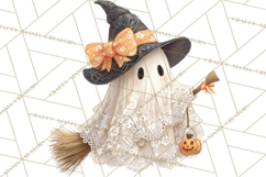 Lace Ghost Halloween Clip Art, Cute Creepy Ghost PNG Product Image 2