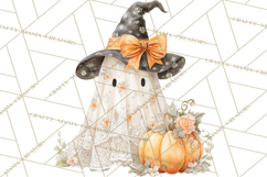 Lace Ghost Halloween Clip Art, Cute Creepy Ghost PNG Product Image 3