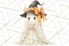 Lace Ghost Halloween Clip Art, Cute Creepy Ghost PNG Product Image 2