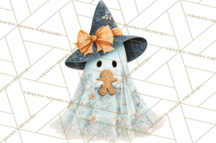 Lace Ghost Halloween Clip Art, Cute Creepy Ghost PNG Product Image 4