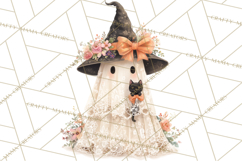 Lace Ghost Halloween Clip Art, Cute Creepy Ghost PNG Product Image 5