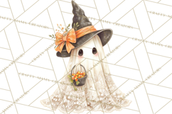 Lace Ghost Halloween Clip Art, Cute Creepy Ghost PNG Product Image 2