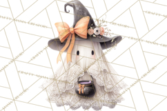 Lace Ghost Halloween Clip Art, Cute Creepy Ghost PNG Product Image 3