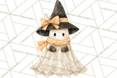 Lace Ghost Halloween Clip Art, Cute Creepy Ghost PNG Product Image 3