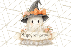 Lace Ghost Halloween Clip Art, Cute Creepy Ghost PNG Product Image 4