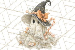 Lace Ghost Halloween Clip Art, Cute Creepy Ghost PNG Product Image 5