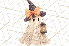 Lace Ghost Halloween Clip Art, Cute Creepy Ghost PNG Product Image 4