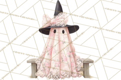 Lace Ghost Halloween Clip Art, Cute Creepy Ghost PNG Product Image 5