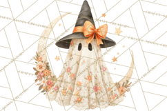 Lace Ghost Halloween Clip Art, Cute Creepy Ghost PNG Product Image 3