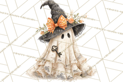 Lace Ghost Halloween Clip Art, Cute Creepy Ghost PNG Product Image 2