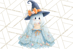 Lace Ghost Halloween Clip Art, Cute Creepy Ghost PNG Product Image 3