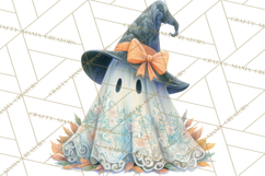 Lace Ghost Halloween Clip Art, Cute Creepy Ghost PNG Product Image 4