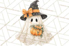 Lace Ghost Halloween Clip Art, Cute Creepy Ghost PNG Product Image 5