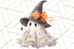 Lace Ghost Halloween Clip Art, Cute Creepy Ghost PNG Product Image 3