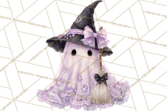 Lace Ghost Halloween Clip Art, Cute Creepy Ghost PNG Product Image 5