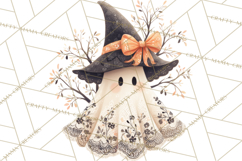 Lace Ghost Halloween Clip Art, Cute Creepy Ghost PNG Product Image 5