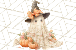 Lace Ghost Halloween Clip Art, Cute Creepy Ghost PNG Product Image 4