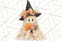 Lace Ghost Halloween Clip Art, Cute Creepy Ghost PNG Product Image 5