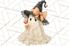 Lace Ghost Halloween Clip Art, Cute Creepy Ghost PNG Product Image 2