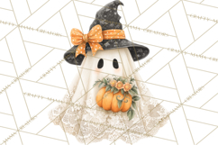 Lace Ghost Halloween Clip Art, Cute Creepy Ghost PNG Product Image 3