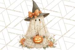 Lace Ghost Halloween Clip Art, Cute Creepy Ghost PNG Product Image 4