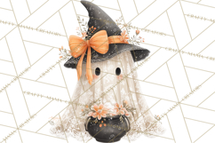 Lace Ghost Halloween Clip Art, Cute Creepy Ghost PNG Product Image 5