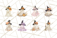 Lace Ghost Halloween Clip Art, Cute Creepy Ghost PNG Product Image 7
