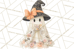 Lace Ghost Halloween Clip Art, Cute Creepy Ghost PNG Product Image 2