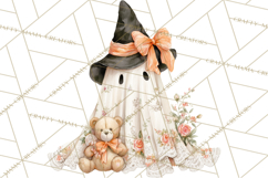 Lace Ghost Halloween Clip Art, Cute Creepy Ghost PNG Product Image 4