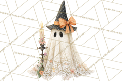 Lace Ghost Halloween Clip Art, Cute Creepy Ghost PNG Product Image 5
