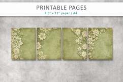 Vintage Green Lace Junk Journal Pages, scrapbook paper Product Image 2