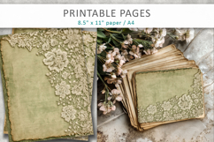green lace antique paper backgrounds Product Image 5