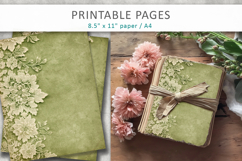Vintage Green Lace Junk Journal Pages, scrapbook paper Product Image 4