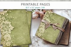 Vintage Green Lace Junk Journal Pages, scrapbook paper Product Image 5