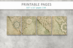 Vintage Sage Green Lace paper backgrounds, scrapbook paper Product Image 2