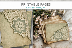 Vintage Sage Green Lace paper backgrounds, scrapbook paper Product Image 4