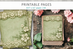 romantic ephemera, vintage sage green lace backgrounds Product Image 3