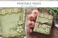 romantic ephemera, vintage sage green lace backgrounds Product Image 4