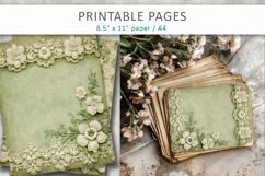 romantic ephemera, vintage sage green lace backgrounds Product Image 6