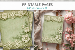 romantic ephemera, vintage sage green lace backgrounds Product Image 1