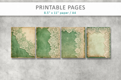 romantic vintage green lace backgrounds, cottagecore digital Product Image 2