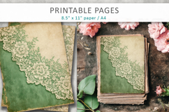 romantic vintage green lace backgrounds, cottagecore digital Product Image 3