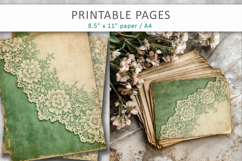 romantic vintage green lace backgrounds, cottagecore digital Product Image 4